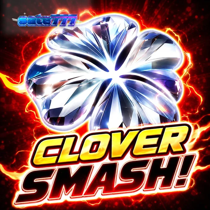 Tampilan visual slot Clover Smash dengan simbol semanggi yang berkilau dan latar belakang yang intens.